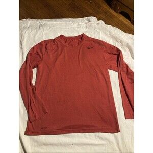 Nike Men's Long Sleeve Dry Fit T Shirt Large Red SOFT Tee Running top shirt